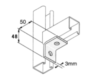 50 x 48 90 Deg 2 Hole Angle  SS316      