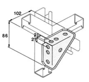 102 x 86 90 Deg Braced 2 Hole Angle     